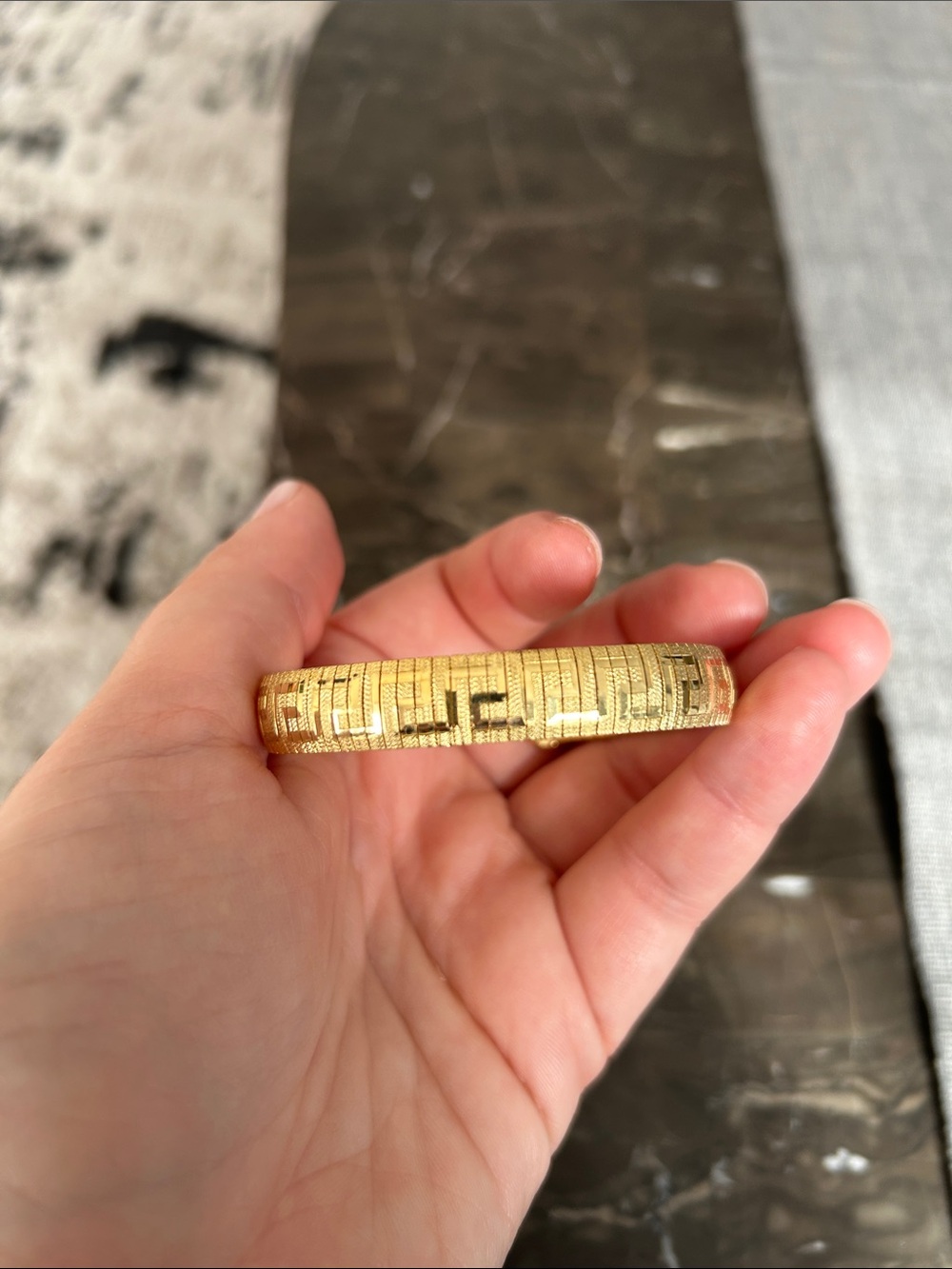 Gold-Tone Greek Key Cuff Bracelet - Picture 2 of 4